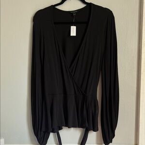 Banana Republic Black Faux Wrap Blouse
